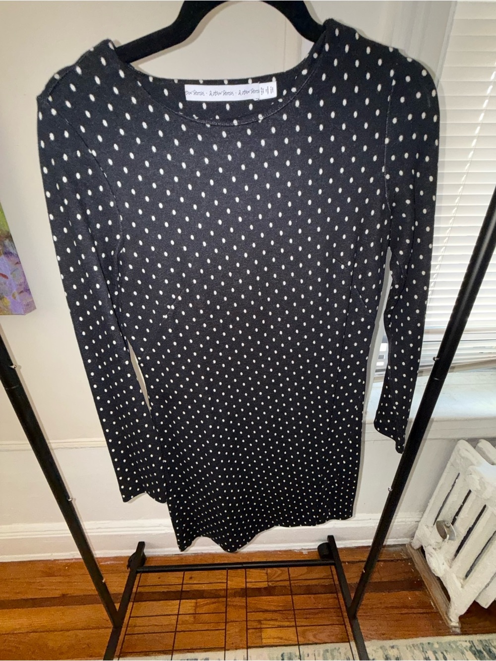 & Other Stories Polka Dot Long Sleeve Shift Dress - Black/White
